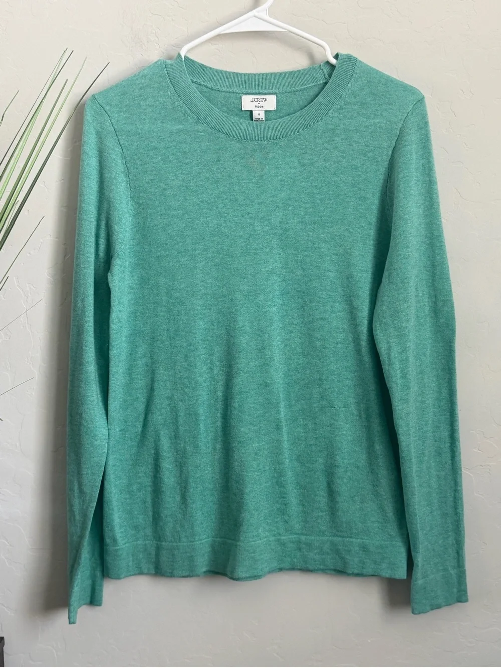 NWT J.Crew Teddy Sweater Seafoam Green 100% Cotton Crewneck Size Small